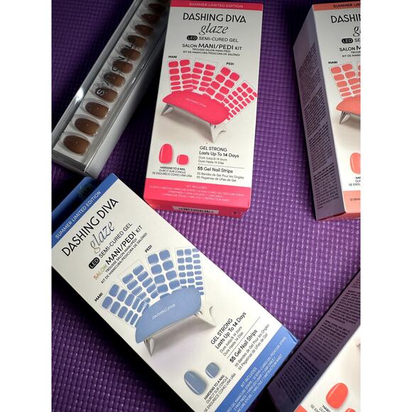 Dashing Diva LOT 4 Glaze LED Semi Cured Gel Mani/Pedi NEW comes w/ LED Lamp - Picture 3 of 4